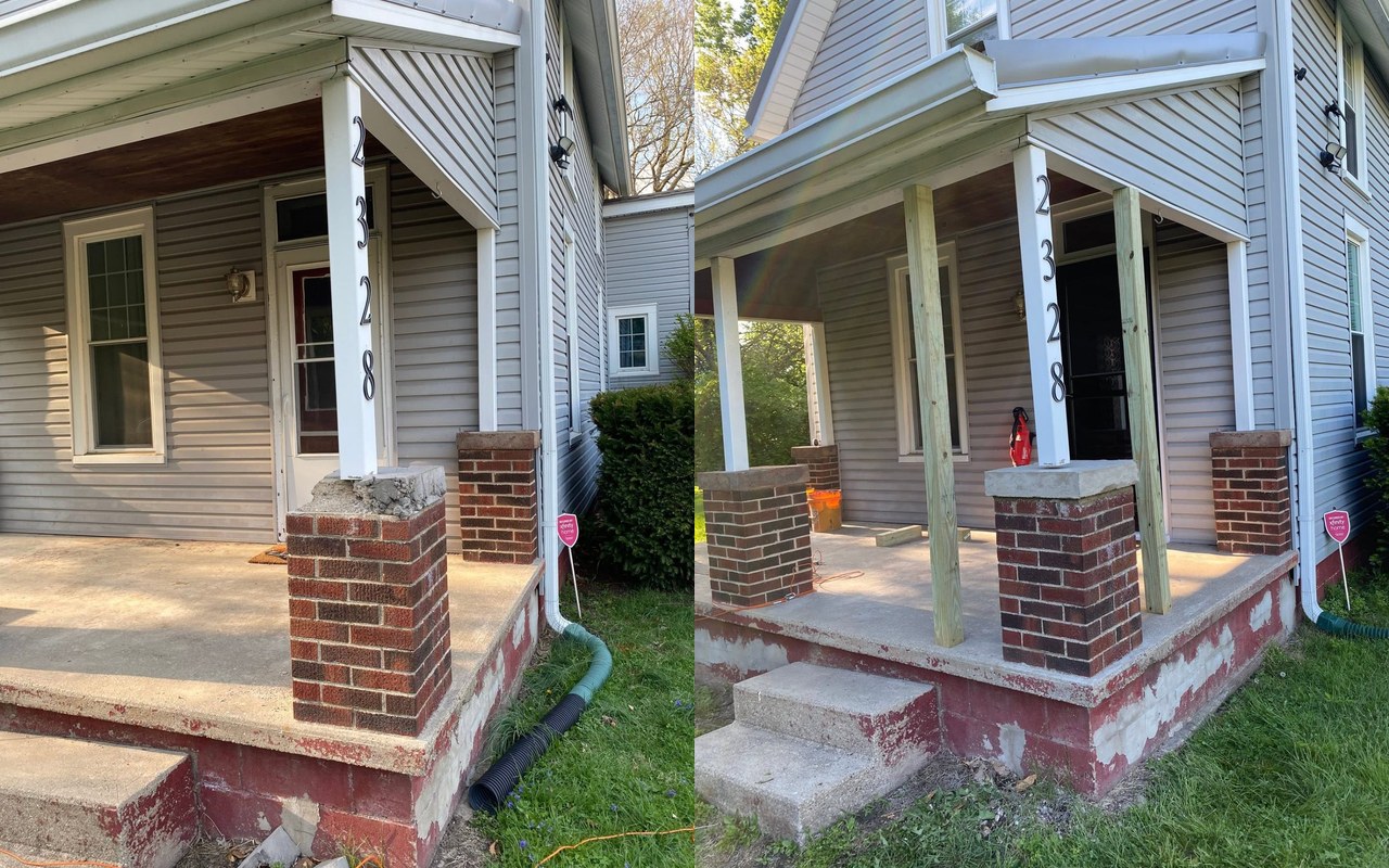 Before and after — Porch & Column Rebuild